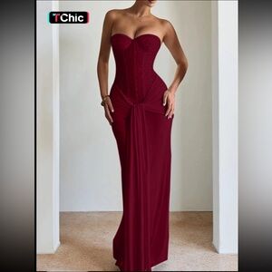 Elegant Burgundy Evening Gown